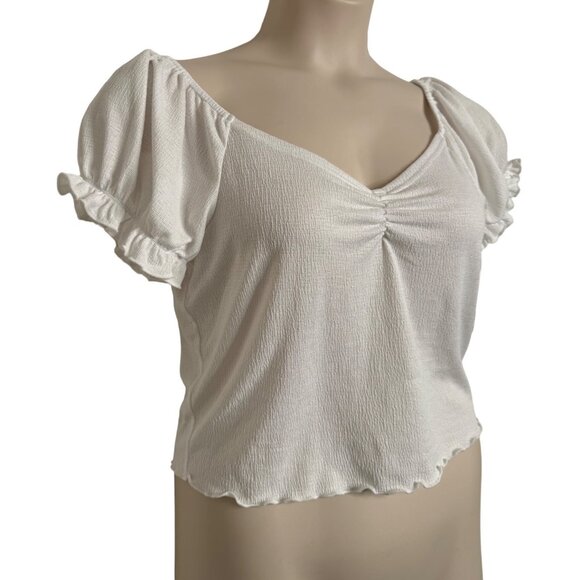 Abound Nordstrom's White Gauze Cropped Top Size XL Lettuce Raw Hems NWT - Picture 2 of 9